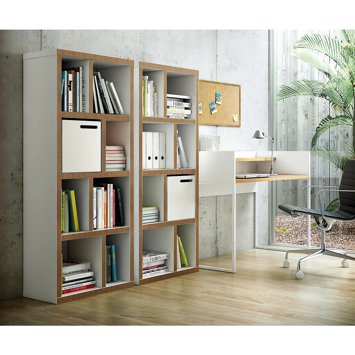 Open kast Berlin, honingraatplaat, wit/multiplex, B 700 x D 340 x H 1590 mm
