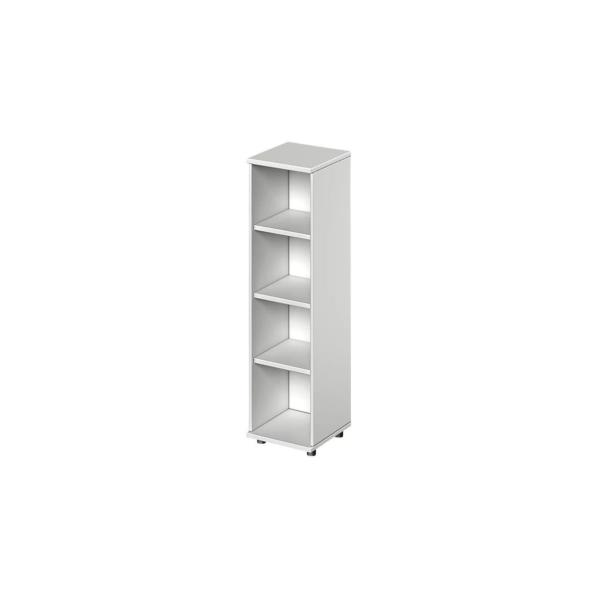 Open kast TETRIS WOOD - B 400 x D 421 x H 1520 mm - 4 OH - met glijders - lichtgrijs - ons merk Schäfer Shop Genius