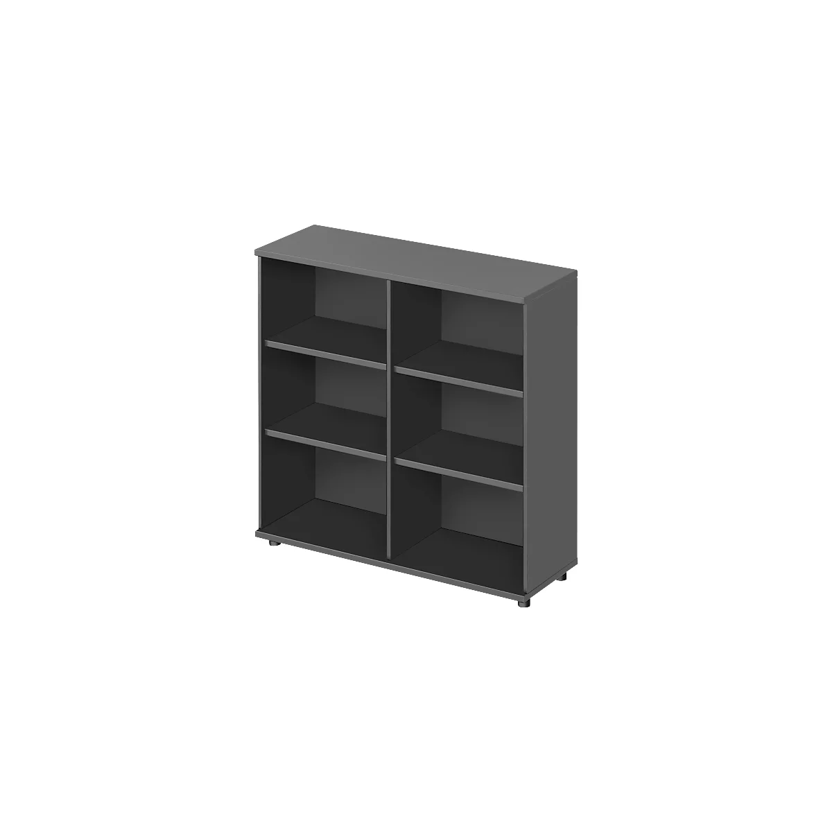 Open opzetkast TETRIS WOOD - B 120 x D 421 x H 1160 mm - 3 OH - met glijders - grafiet - ons merk Schäfer Shop Genius
