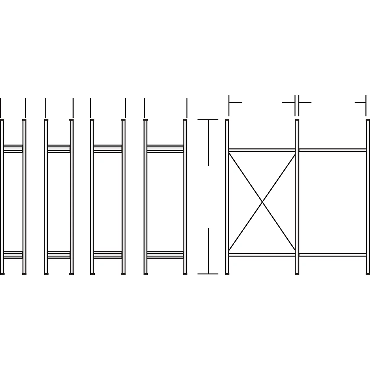 Openkastsysteem R3000, frame, H 1960 x 400 mm