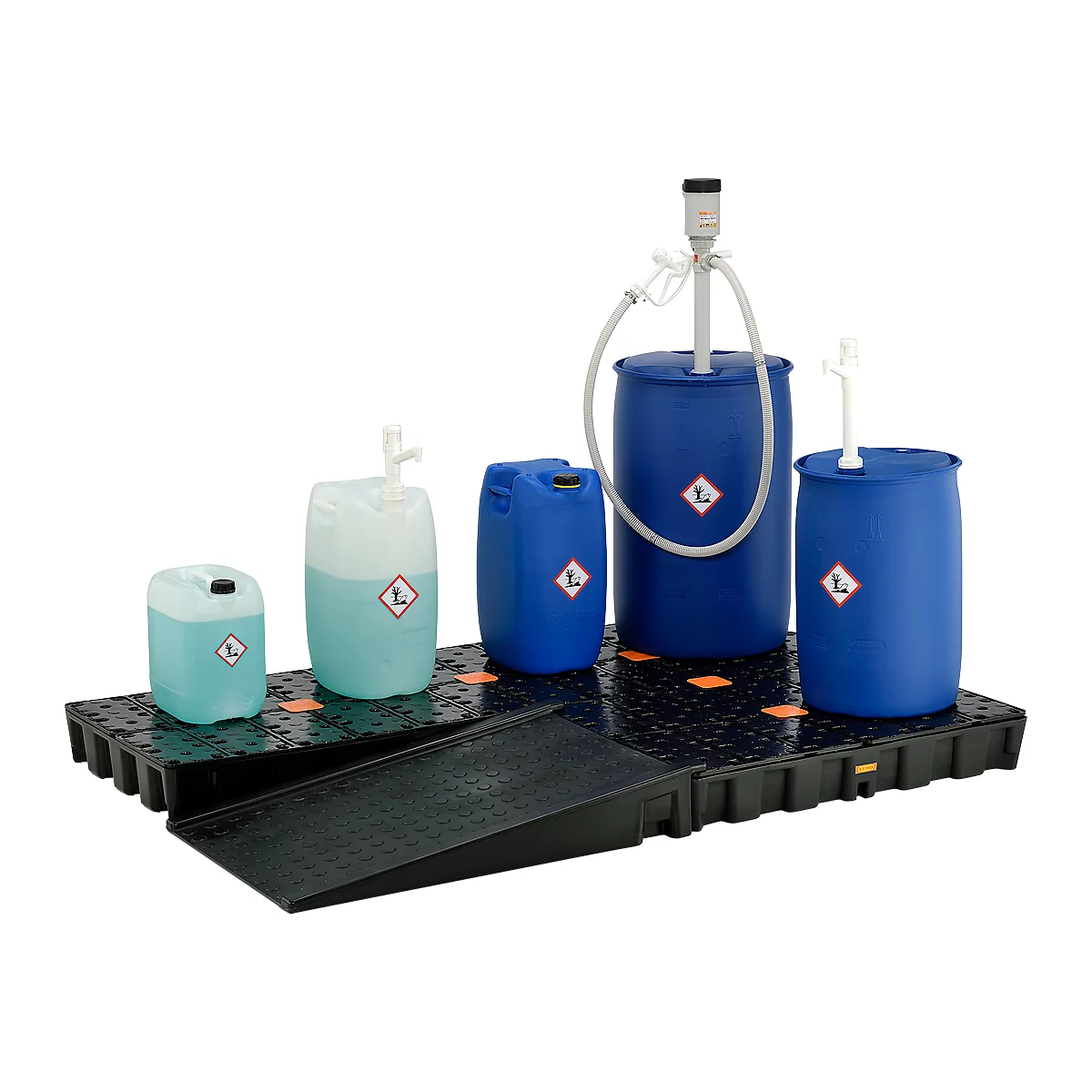 Oprijplaat, voor PE-lekbak HD, draagvermogen 300 kg, 1260 x 800 x 180 mm