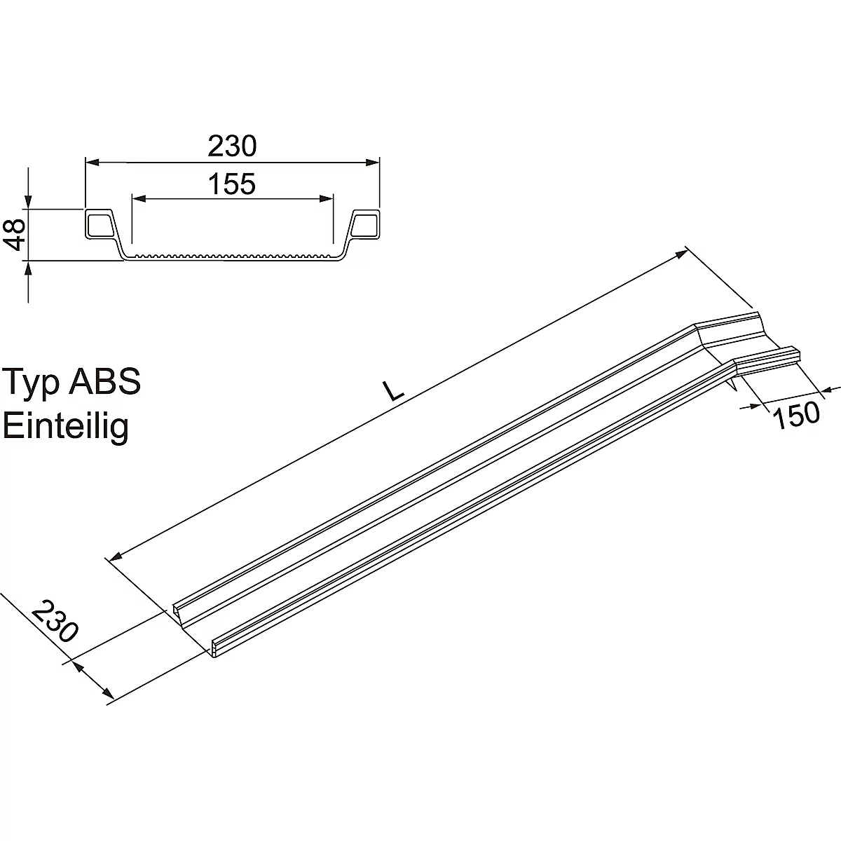 Oprijplaten, van aluminium, L 1500 mm, 6 kg