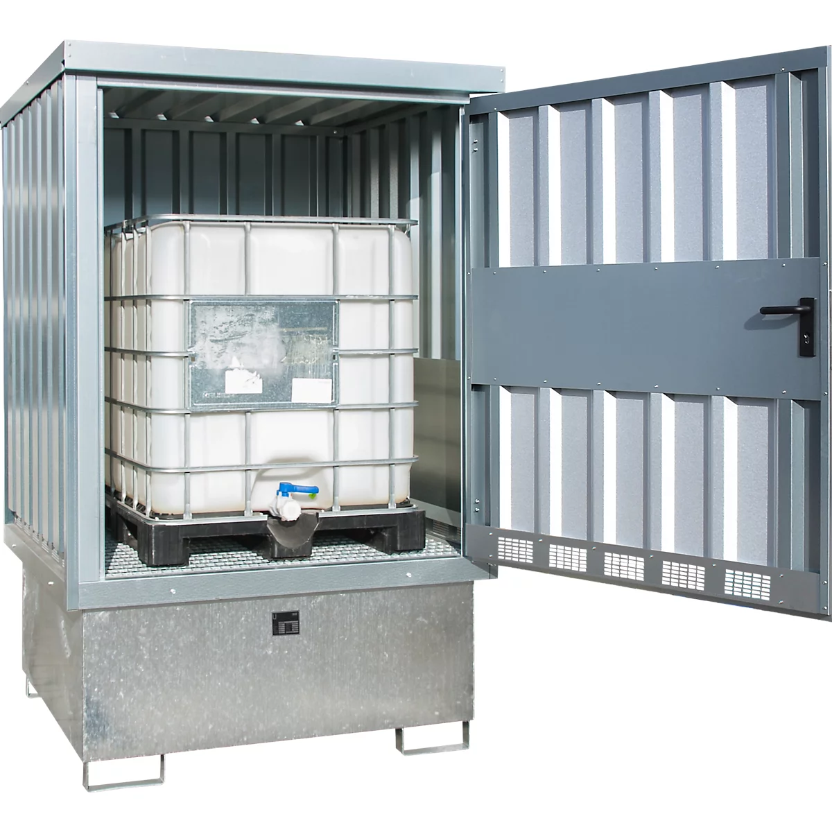 Opslagplaats voor gevaarlijke stoffen type GD-E/IBC, afsluitbaar, Opslagcapaciteit tot 1 x 1000 l IBC, gegalvaniseerd