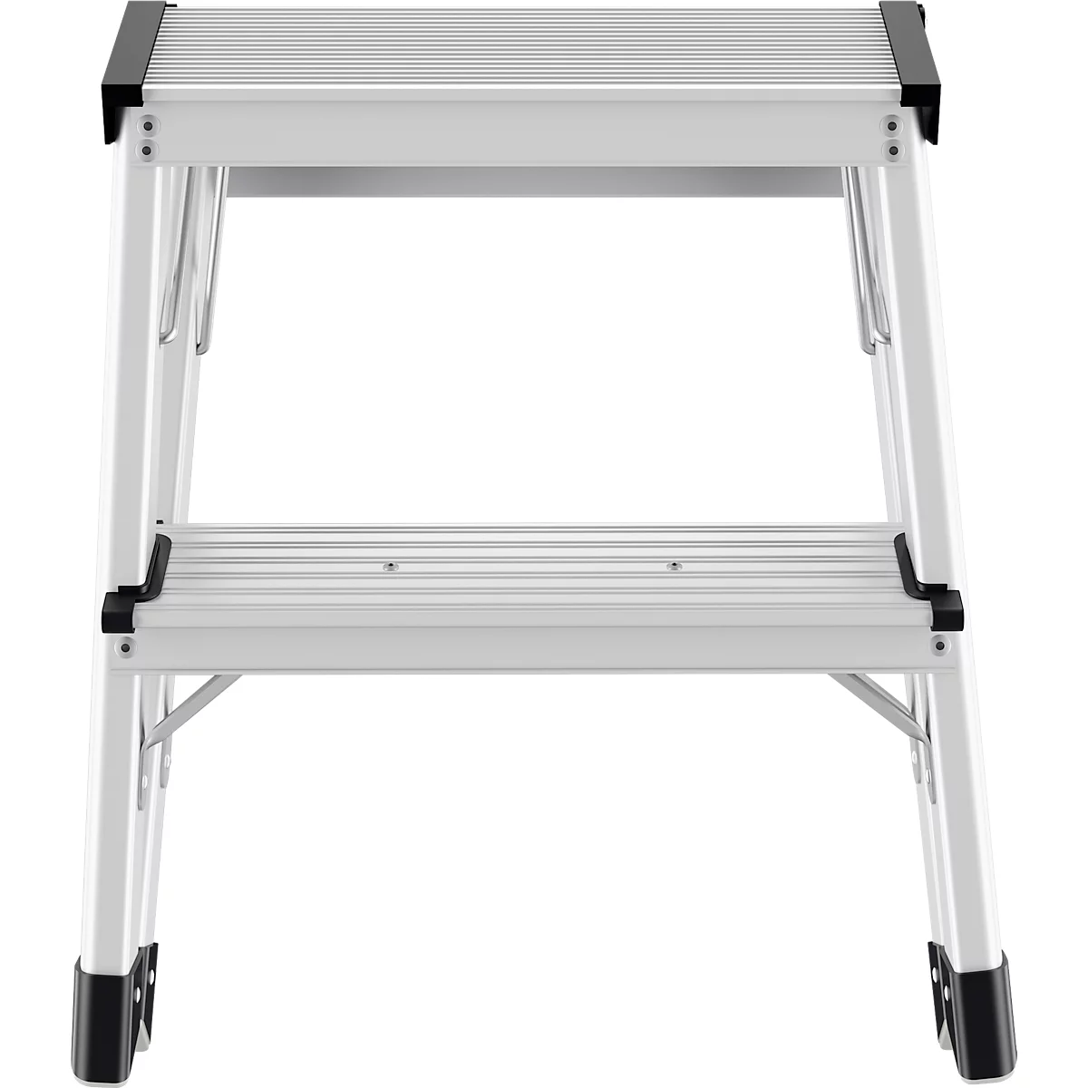 Opstapladder Hailo D60 StandardLine, 2 x 2 treden, tot 150 kg, opvouwbaar, antislipvoeten, aluminium &amp; kunststof, B 410 mm