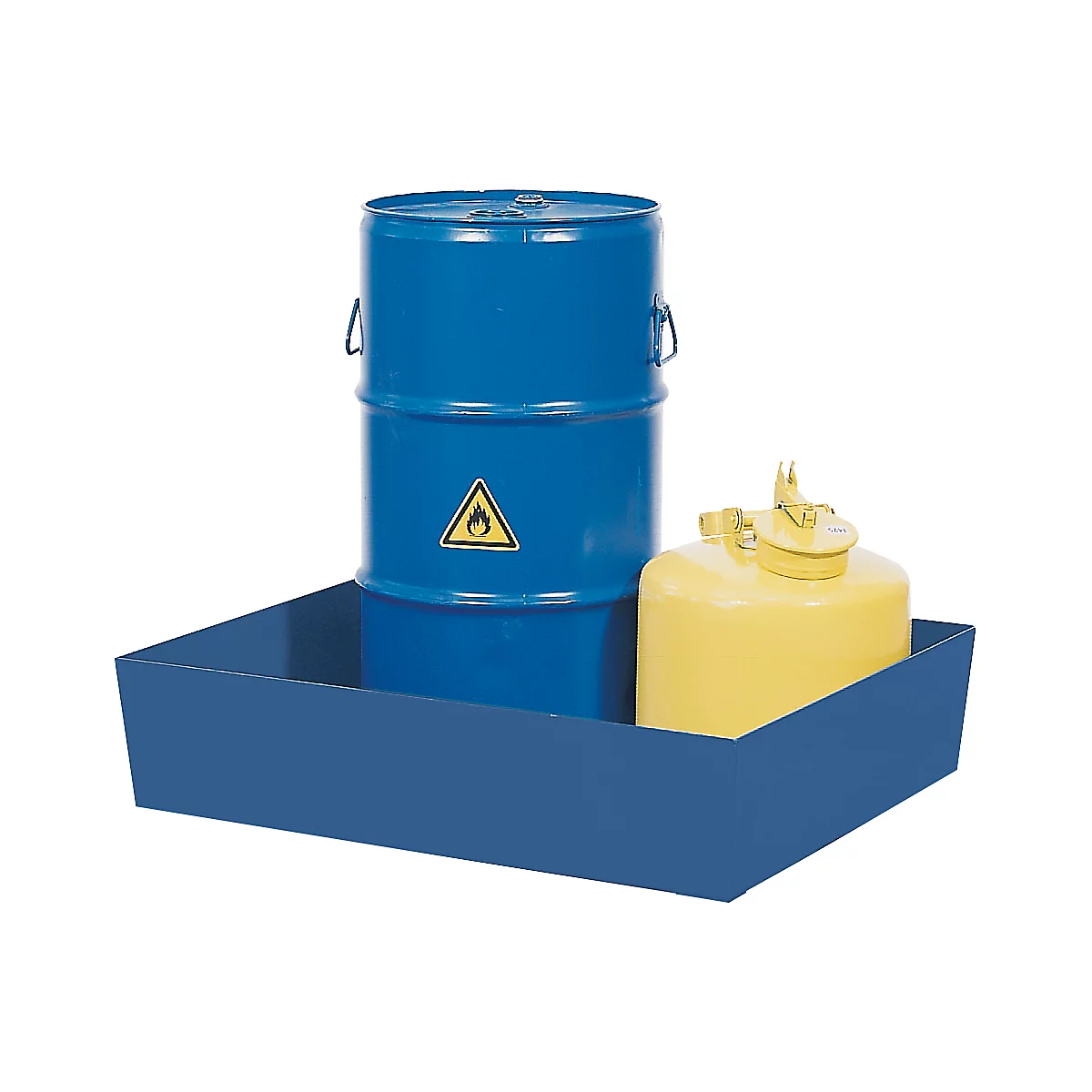 Opvangbak ASECOS, staal, 60 l ltr. inhoud, B 635 x D 785 x H 178 mm, gelakt of gegalvaniseerd