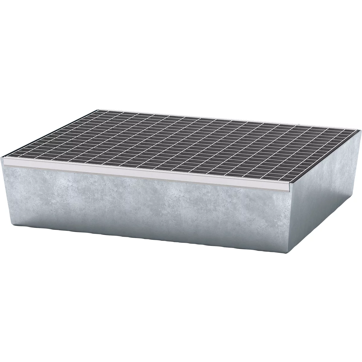 Opvangbak ASECOS, staal, met rooster, 60 ltr. inhoud, B 635 x D 785 x H 178 mm, gegalvaniseerd