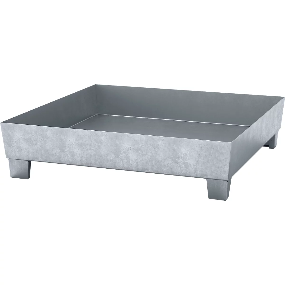 Opvangbak ASECOS, staal, met vorkheftruckschoenen, 200 lb 1210 x D 1240 x H 285 mm, gegalvaniseerd