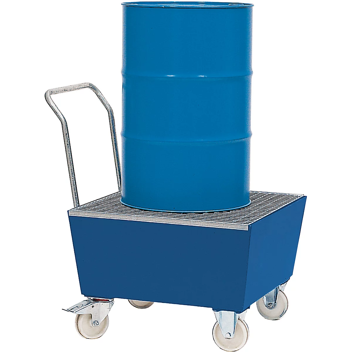 Opvangbak ASECOS, staal, verrijdbaar, met traliewerk, inhoud van 200 lb, B 815 x D 1020 x H 1135 mm, gelakt of gegalvaniseerd