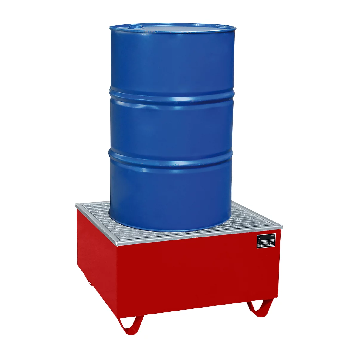 Opvangbak BAUER AW-1/PE, met rooster, 200 l, B 815 x D 815 x H 470 mm, rood
