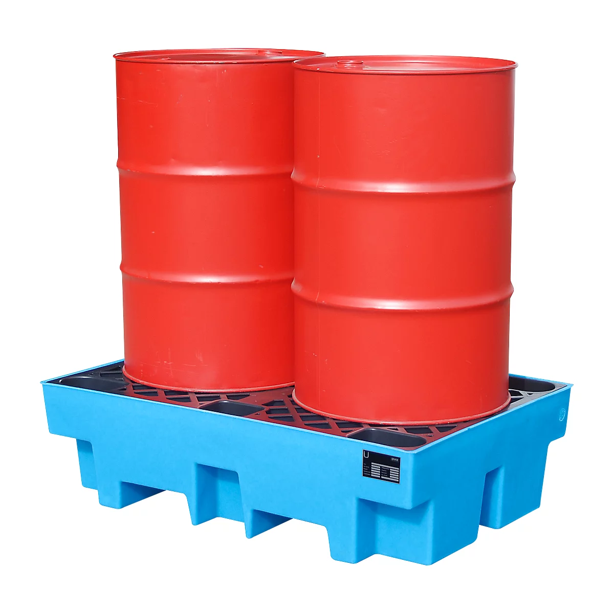 Opvangbak WP-PE 2/2 - PE - voor pallets - 230 liter - 2 vaten van 200 liter - L 1230 x B 830 x H 330 mm - blauw