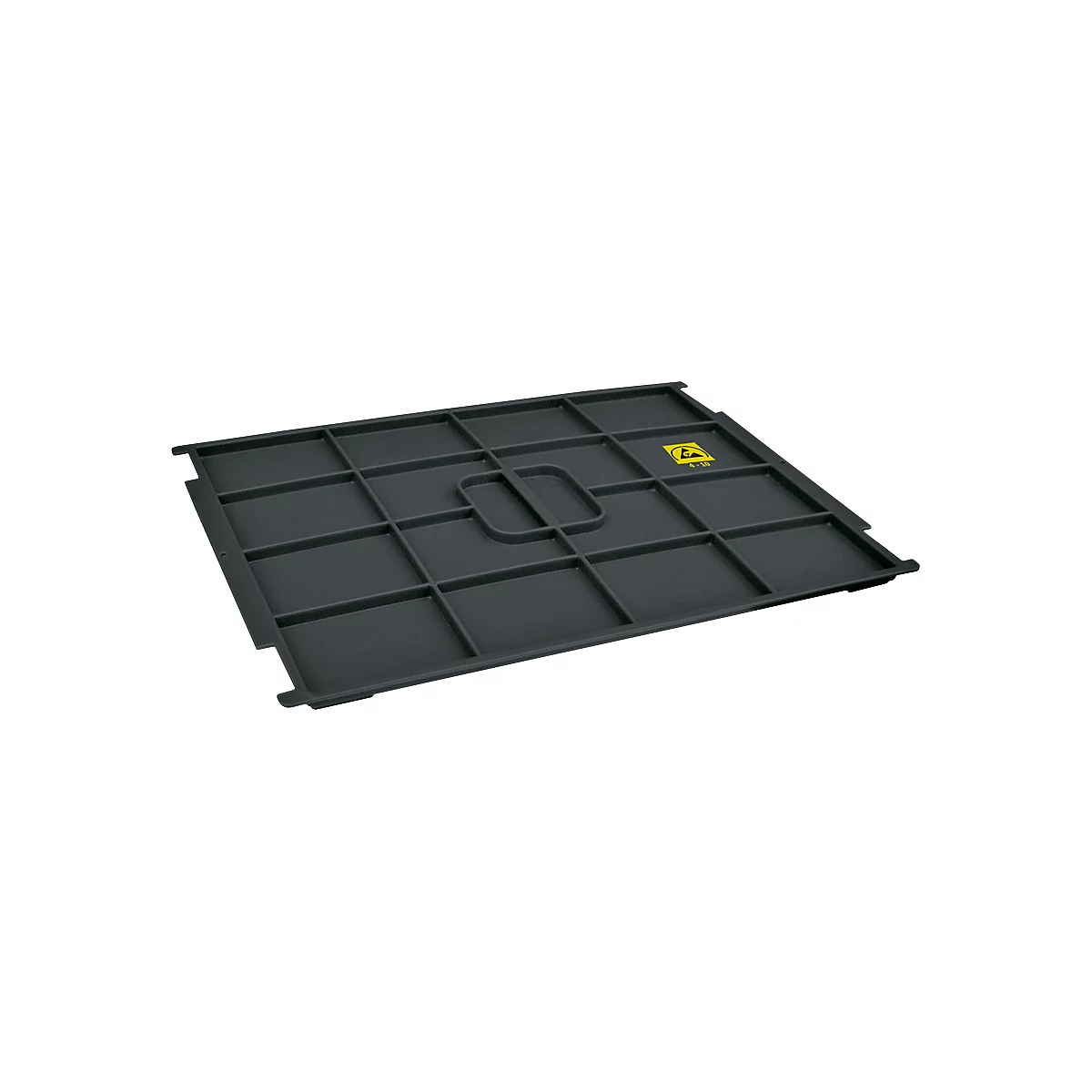 Opzetdeksel VDA-KLT-D 41 ESD, voor Eurobak R-KLT ESD, B 400 x D 300 mm, zwart geleidend