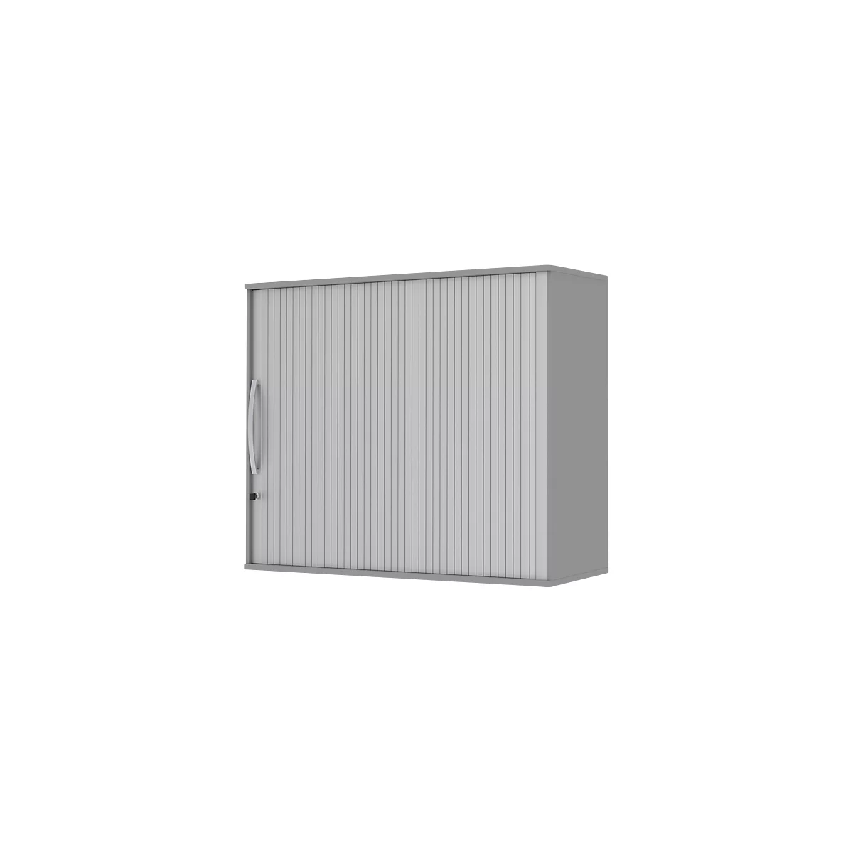 Opzetroldeurkast BARI, 4 legborden, middenwand, slot, H 1057 mm, middengrijs