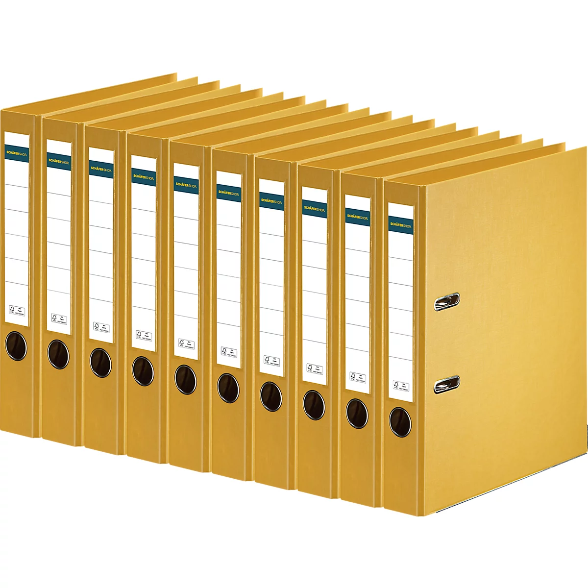 Ordner - A4 - rugbreedte 50 mm - geel - 10 stuks - ons merk Schäfer Shop Select