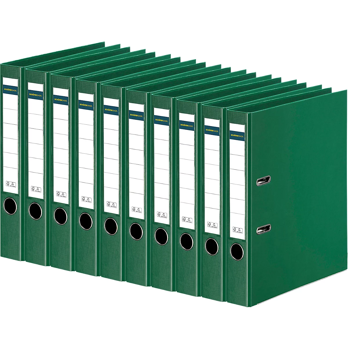 Ordner - A4 - rugbreedte 50 mm - groen - 10 stuks - ons merk Schäfer Shop Select