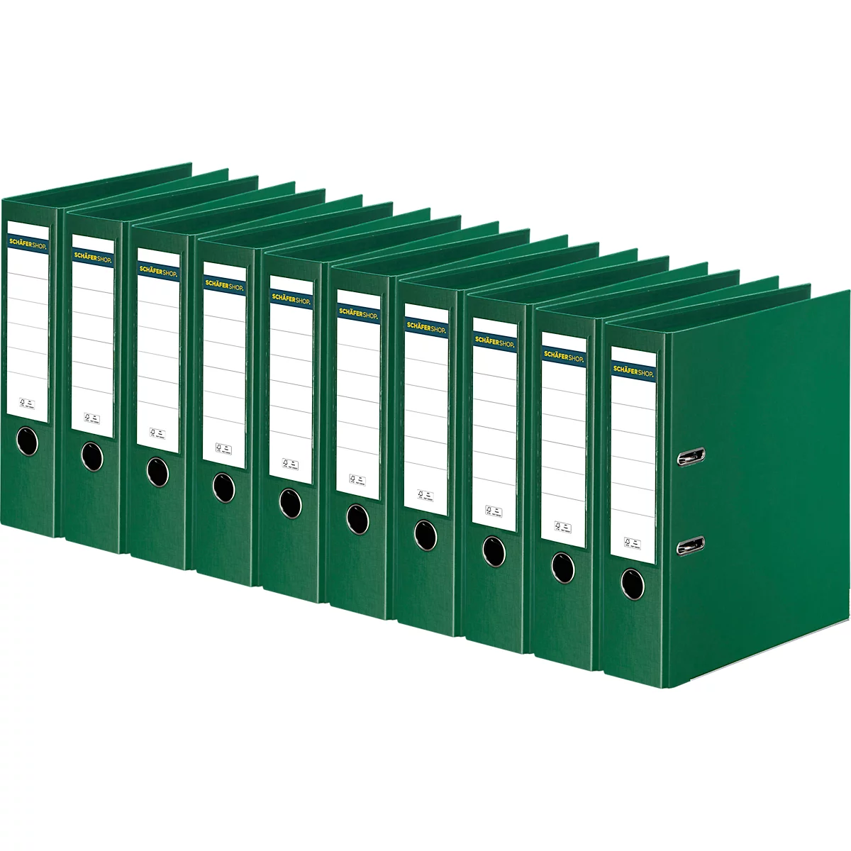 Ordner - A4 - rugbreedte 80 mm - groen - 10 stuks - ons merk Schäfer Shop Select