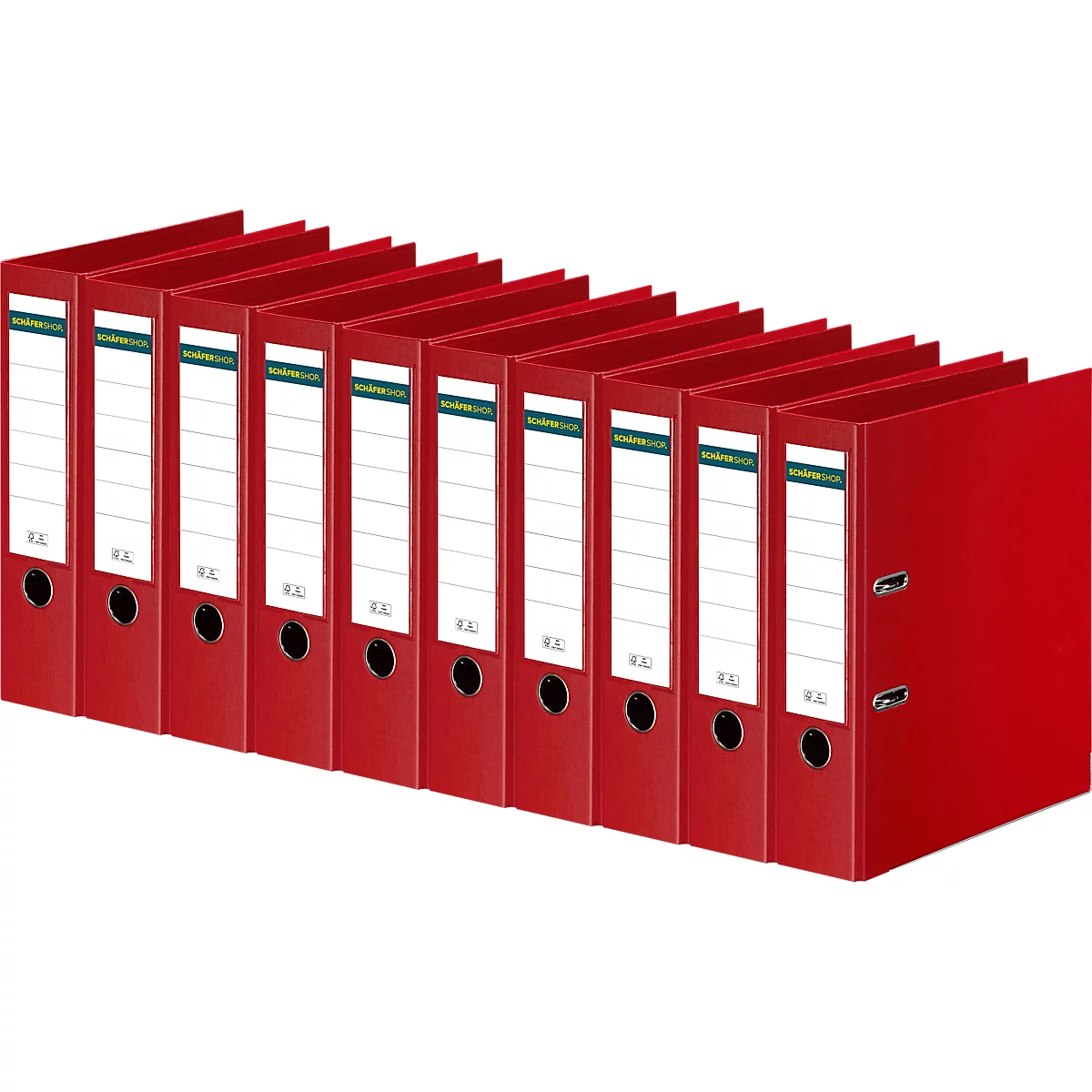 Ordner - A4 - rugbreedte 80 mm - rood - 10 stuks - ons merk Schäfer Shop Select