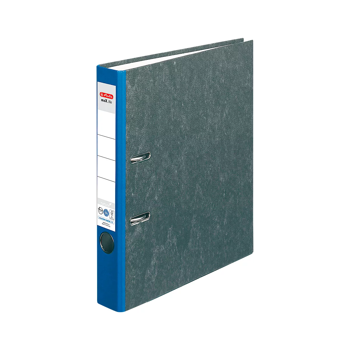 Ordner herlitz maX.file nature, DIN A4, Rückenschild geklebt, Hartpappe, Rückenbreite 50 mm, blau, 1 Stück
