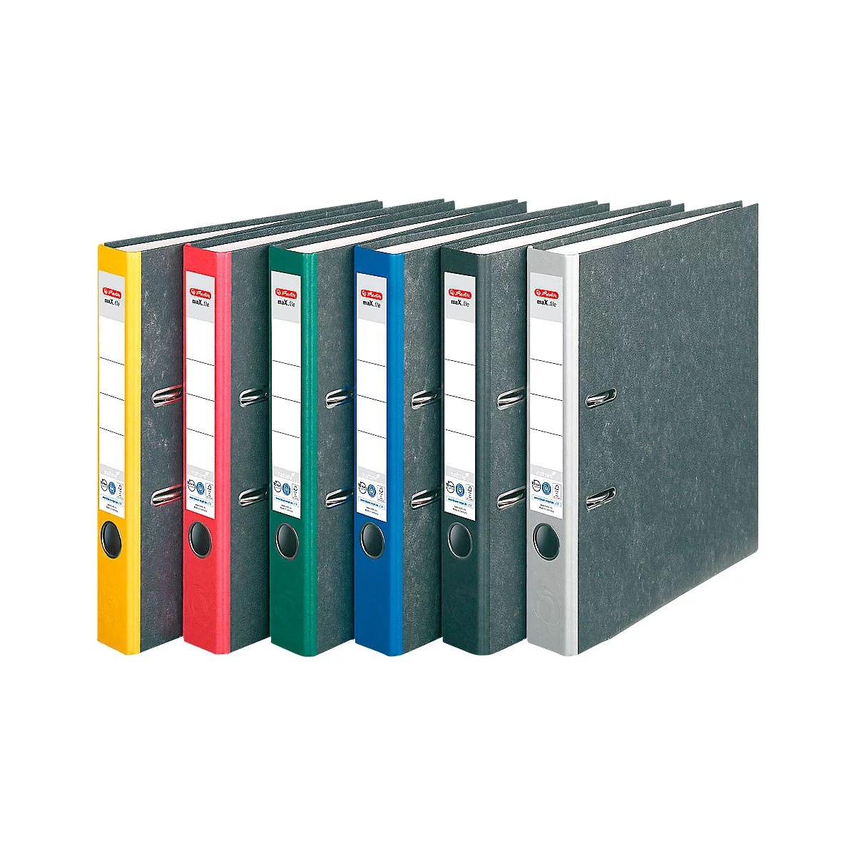 Ordner herlitz maX.file nature, DIN A4, Rückenschild geklebt, Hartpappe, Rückenbreite 50 mm, rot, 25 Stück