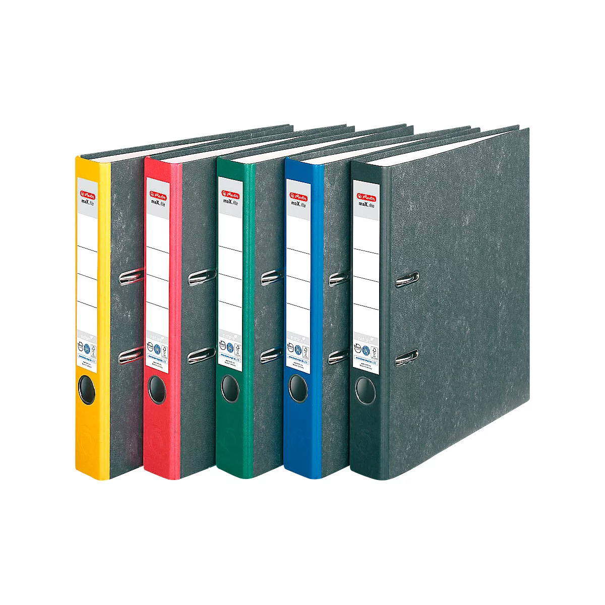 Ordner herlitz maX.file nature, DIN A4, Rückenschild geklebt, Hartpappe, Rückenbreite 50 mm, rot, 25 Stück
