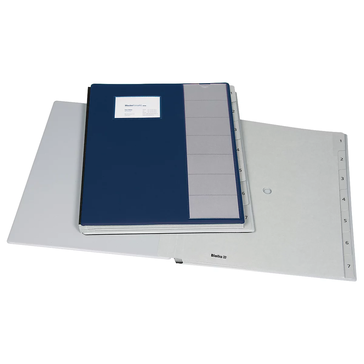 Ordnungsmappe Biella Pronto, für DIN A4, numerisch 1-7, L 325 x B 275 x H 30 mm, Vinyl, dunkelblau