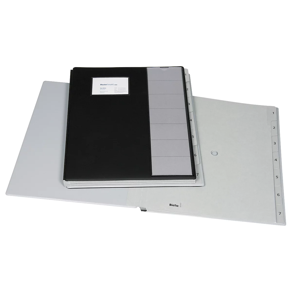 Ordnungsmappe Biella Pronto, für DIN A4, numerisch 1-7, L 325 x B 275 x H 30 mm, Vinyl, schwarz