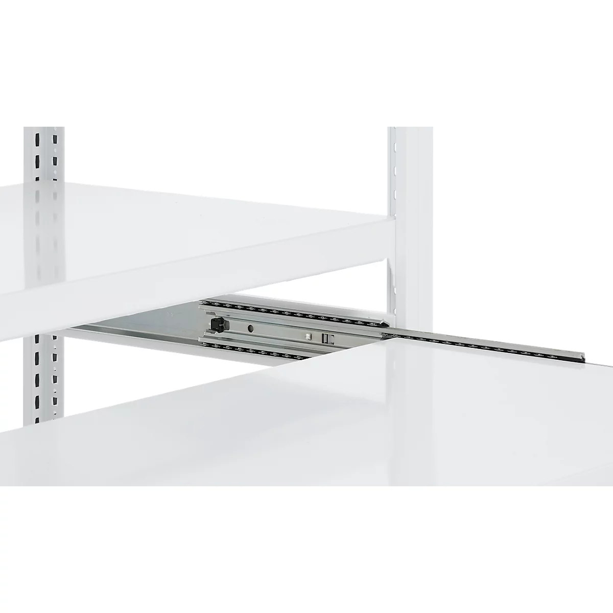 ORDO Professional uitschuifbaar rek, telescopische geleiders, volledig uittrekbaar, in hoogte verstelbaar, draagvermogen 60 kg, B 1.000 mm x D 500 mm, verkeerswit RAL 9016