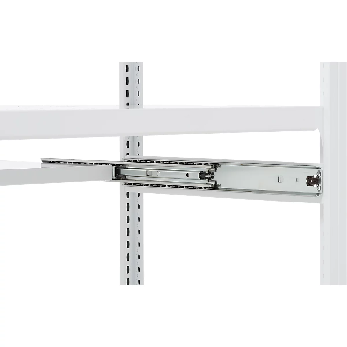 ORDO Professional uitschuifbaar rek, telescopische geleiders, volledig uittrekbaar, in hoogte verstelbaar, draagvermogen 60 kg, B 1.000 mm x D 500 mm, verkeerswit RAL 9016