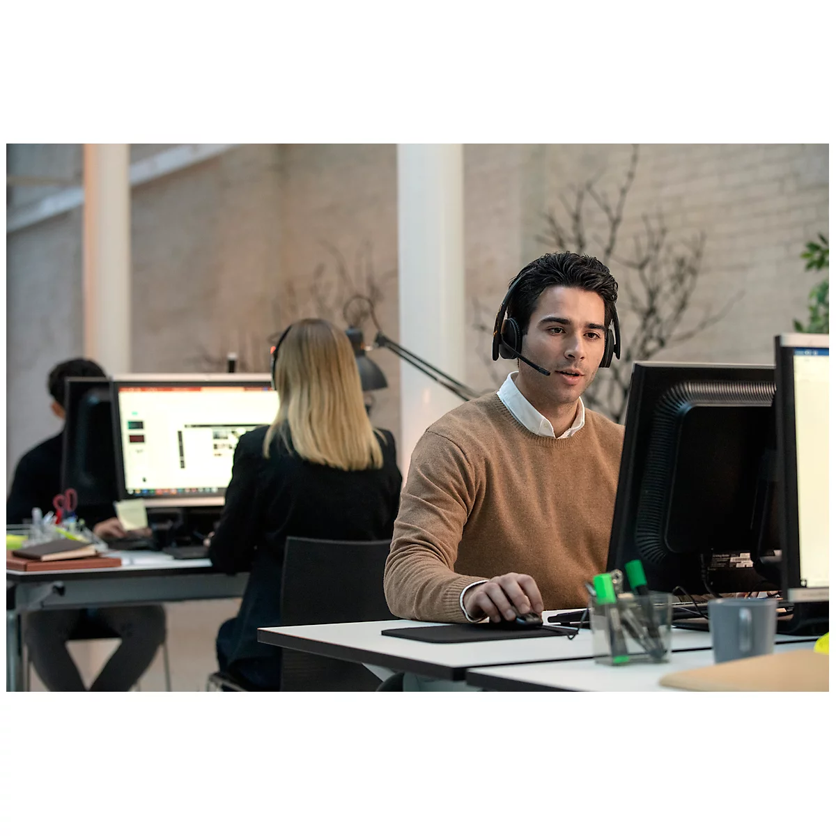 Oreillette Bluetooth EPOS | Sennheiser ADAPT 260, binaural, UC-optimisé, certifié pour Microsoft Teams®, jusqu'à 25 m, jusqu'à 27 h, avec dongle USB, noir