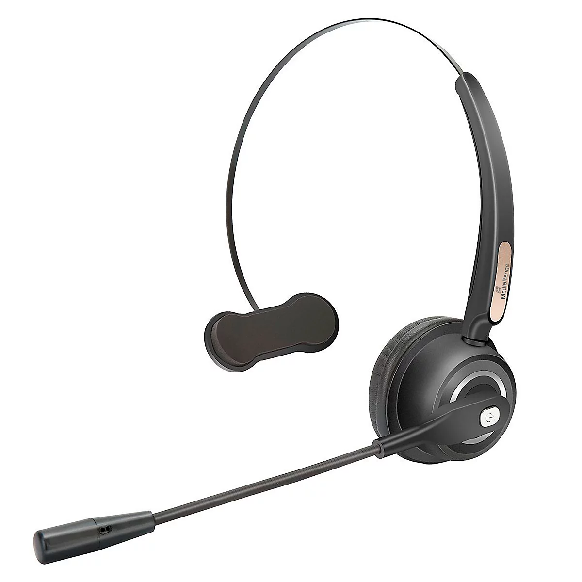 Oreillette Bluetooth MediaRange MROS305, monaural, contrôle du volume, microphone avec suppression du bruit, portée jusqu'à 10 m, jusqu'à 12 h, noir
