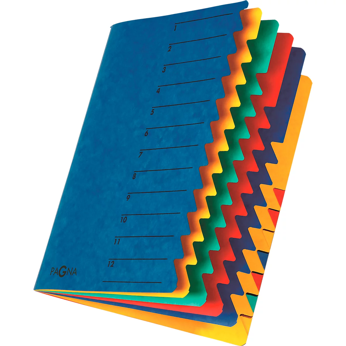 Organisateur Easy PAGNA, format A4, fermeture élastique, 12 compartiments, bleu
