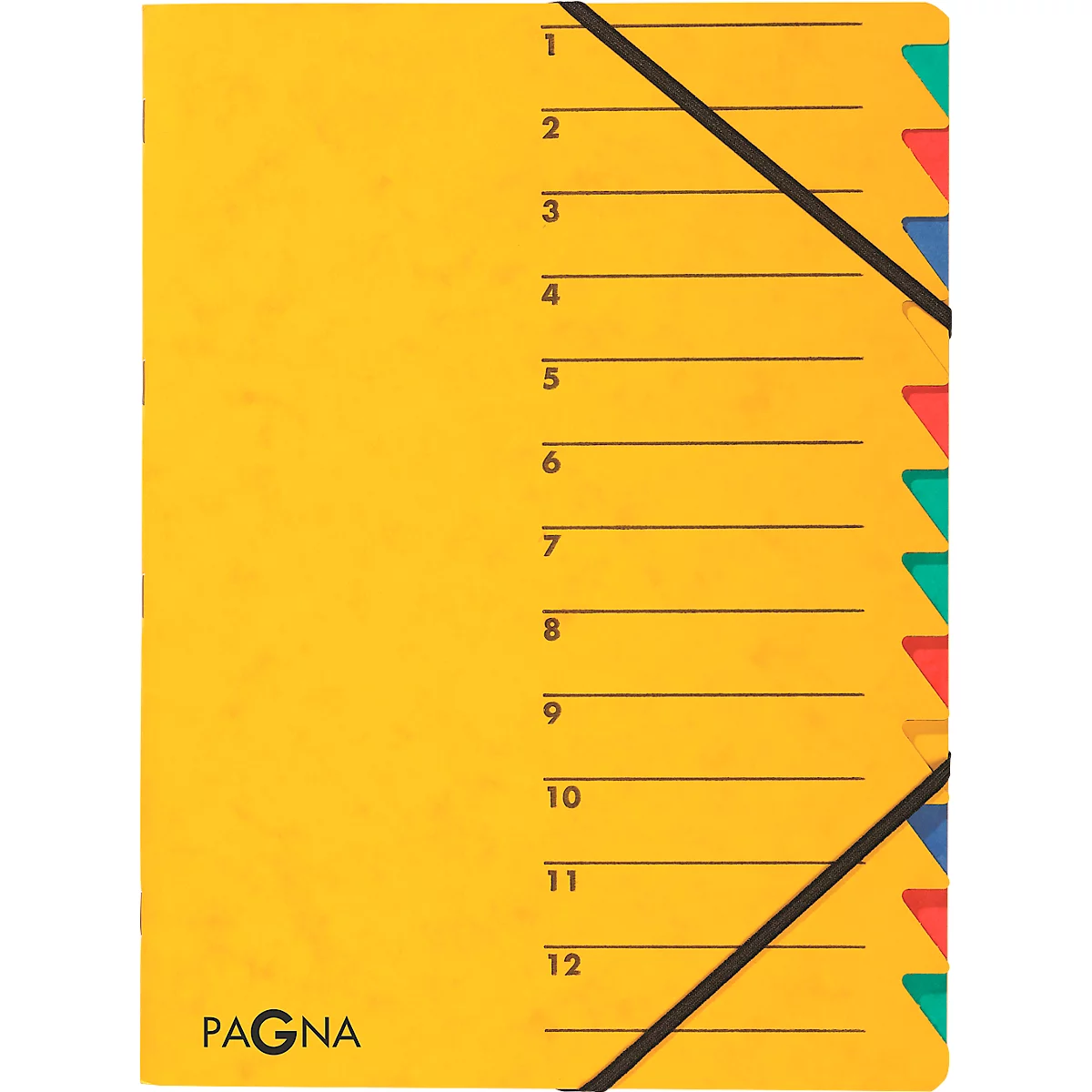 Organisateur Easy PAGNA, format A4, fermeture élastique, 12 compartiments, jaune