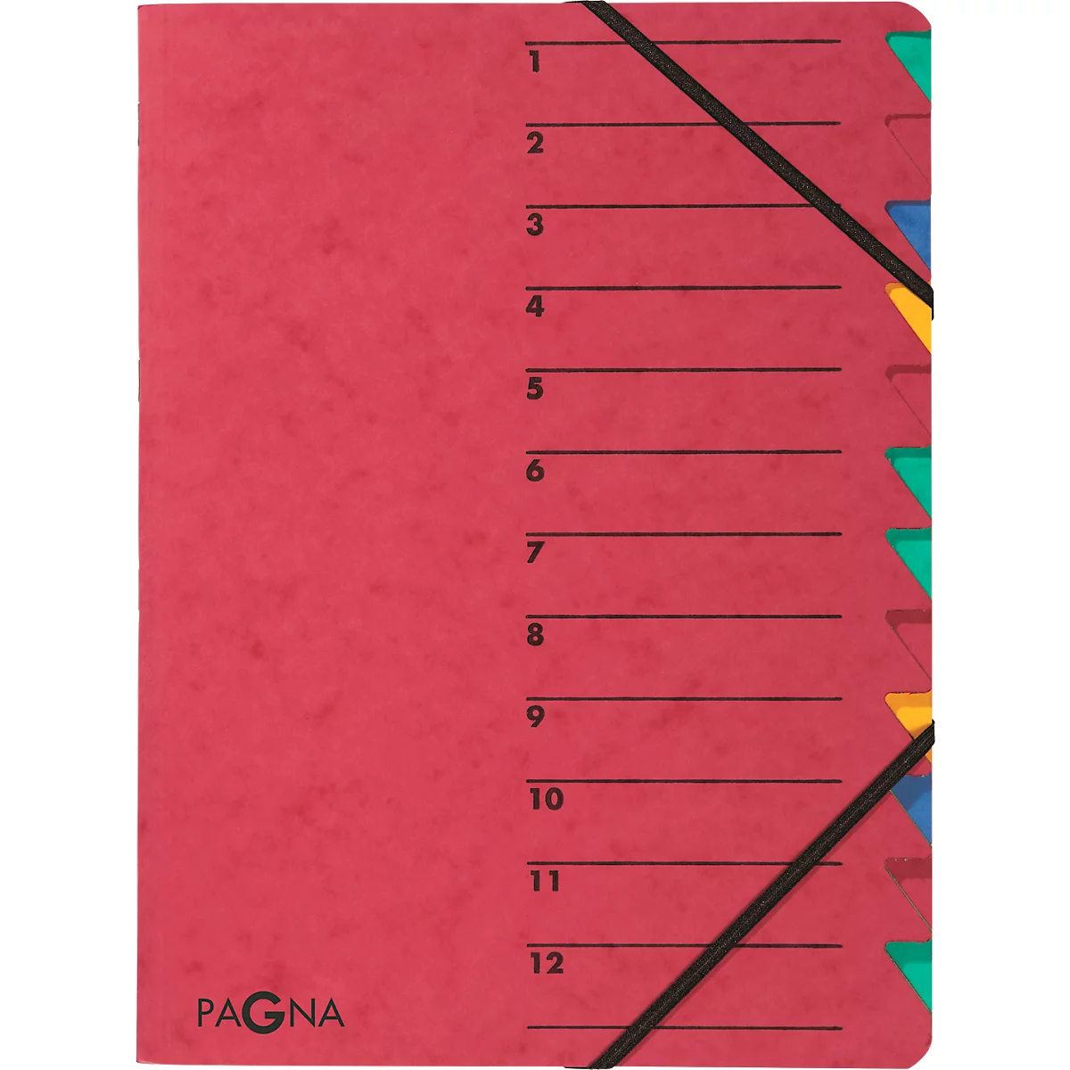 Organisateur Easy PAGNA, format A4, fermeture élastique, 12 compartiments, rouge