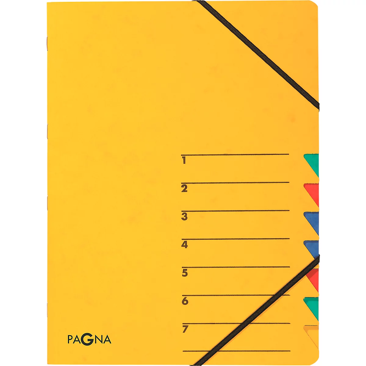 Organisateur Easy PAGNA, format A4, fermeture élastique, 7 compartiments, jaune