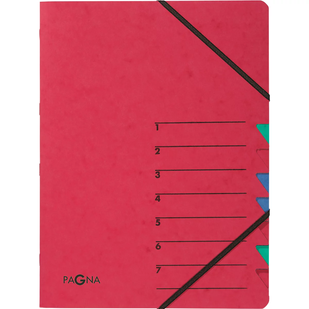 Organisateur Easy PAGNA, format A4, fermeture élastique, 7 compartiments, rouge