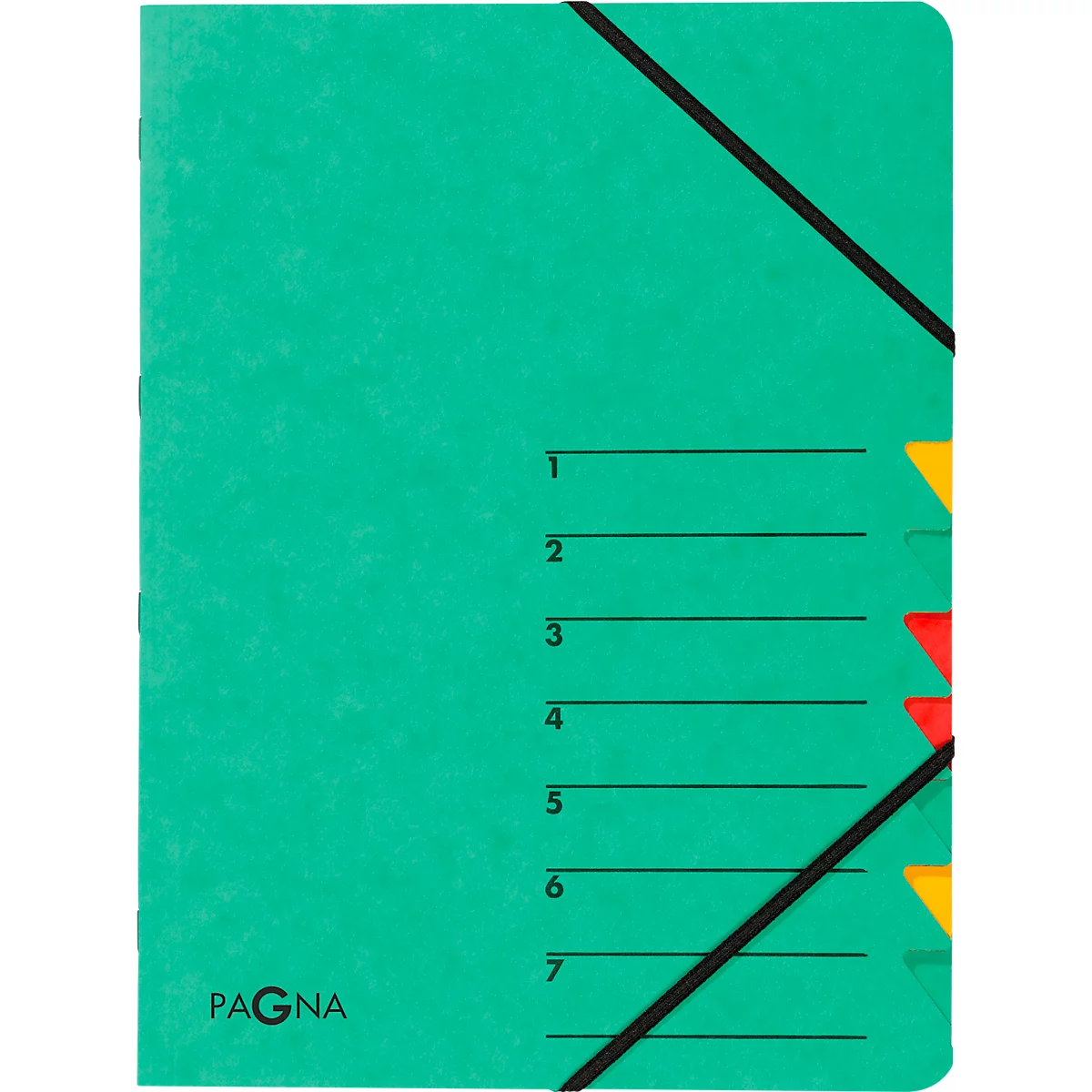 Organisateur Easy PAGNA, format A4, fermeture élastique, 7 compartiments, vert