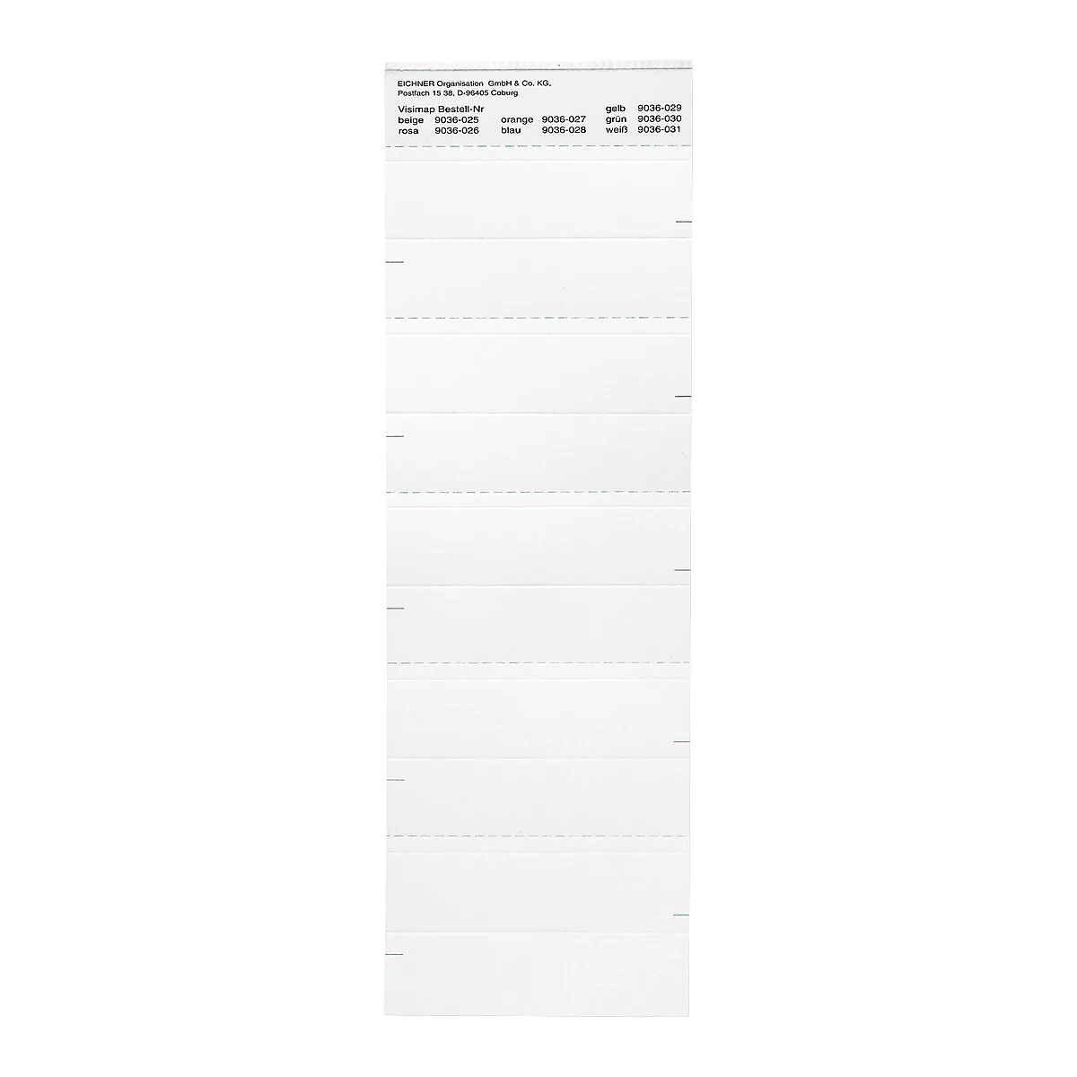 White paper with perforated lines. A text in small print is at the top left.