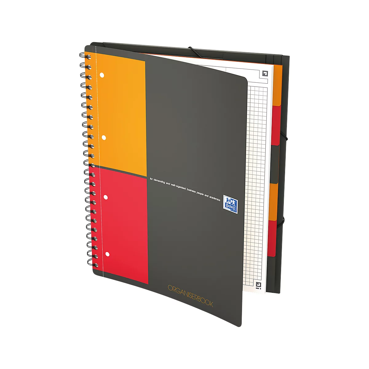 Organiserbook Oxford International A4+, doppelspiralgebunden, kariert, 80 Blatt, SCRIBZEE®-komp., 5 Stk