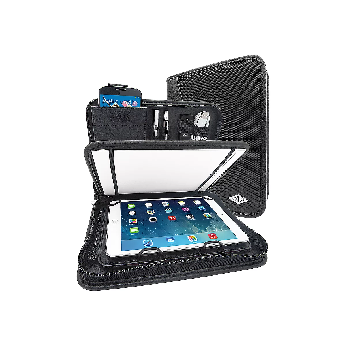 Organiseur tablette ELEGANCE WEDO, format A5, similicuir/nylon, avec bloc-notes, noir