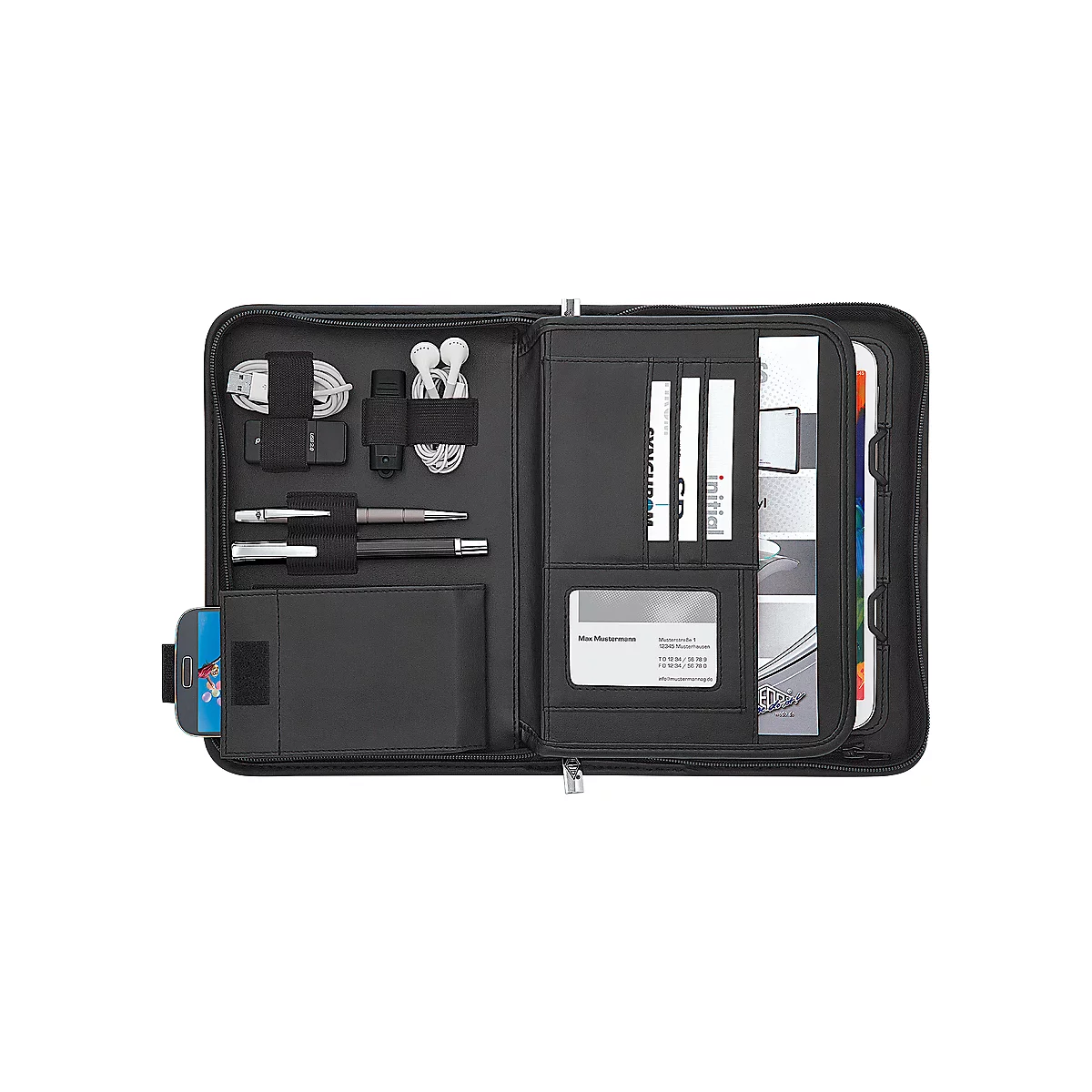 Organiseur tablette ELEGANCE WEDO, format A5, similicuir/nylon, avec bloc-notes, noir