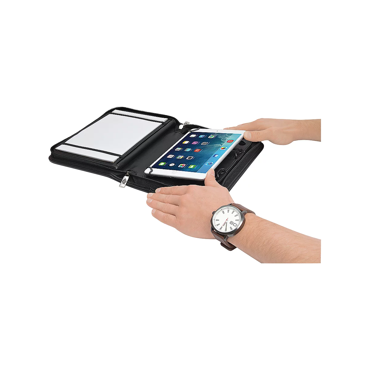 Organiseur tablette ELEGANCE WEDO, format A5, similicuir/nylon, avec bloc-notes, noir