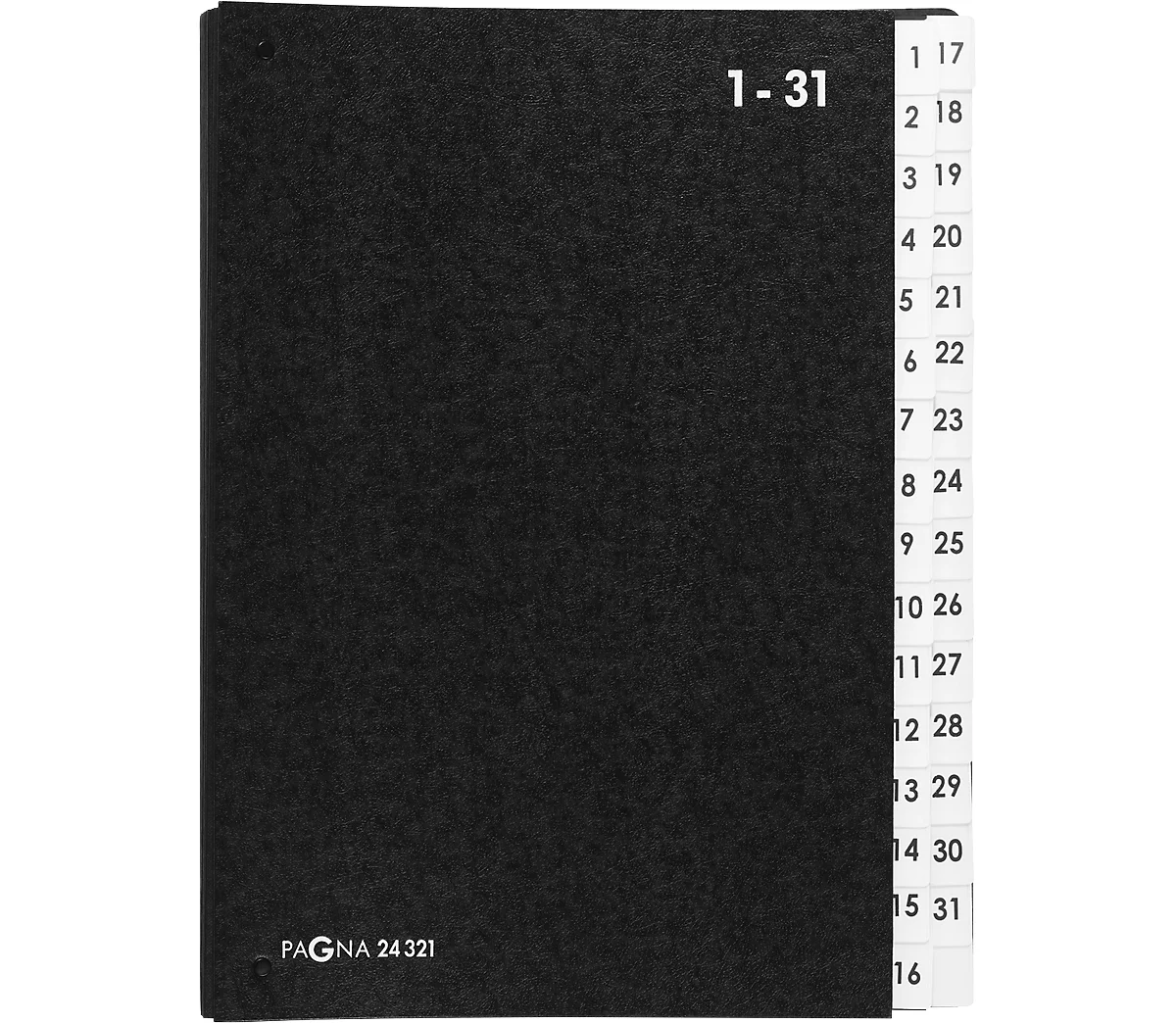 Organizador de escritorio PAGNA, para DIN A4, numérico, 31 compartimentos, cartón manila negro