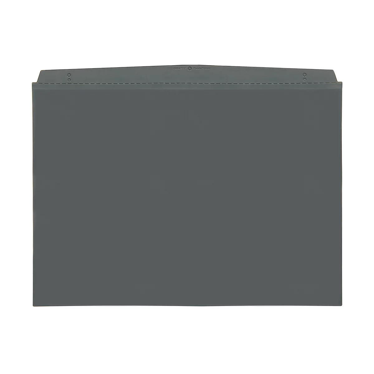 Gray file folder with holes on the top edge, on a white background.