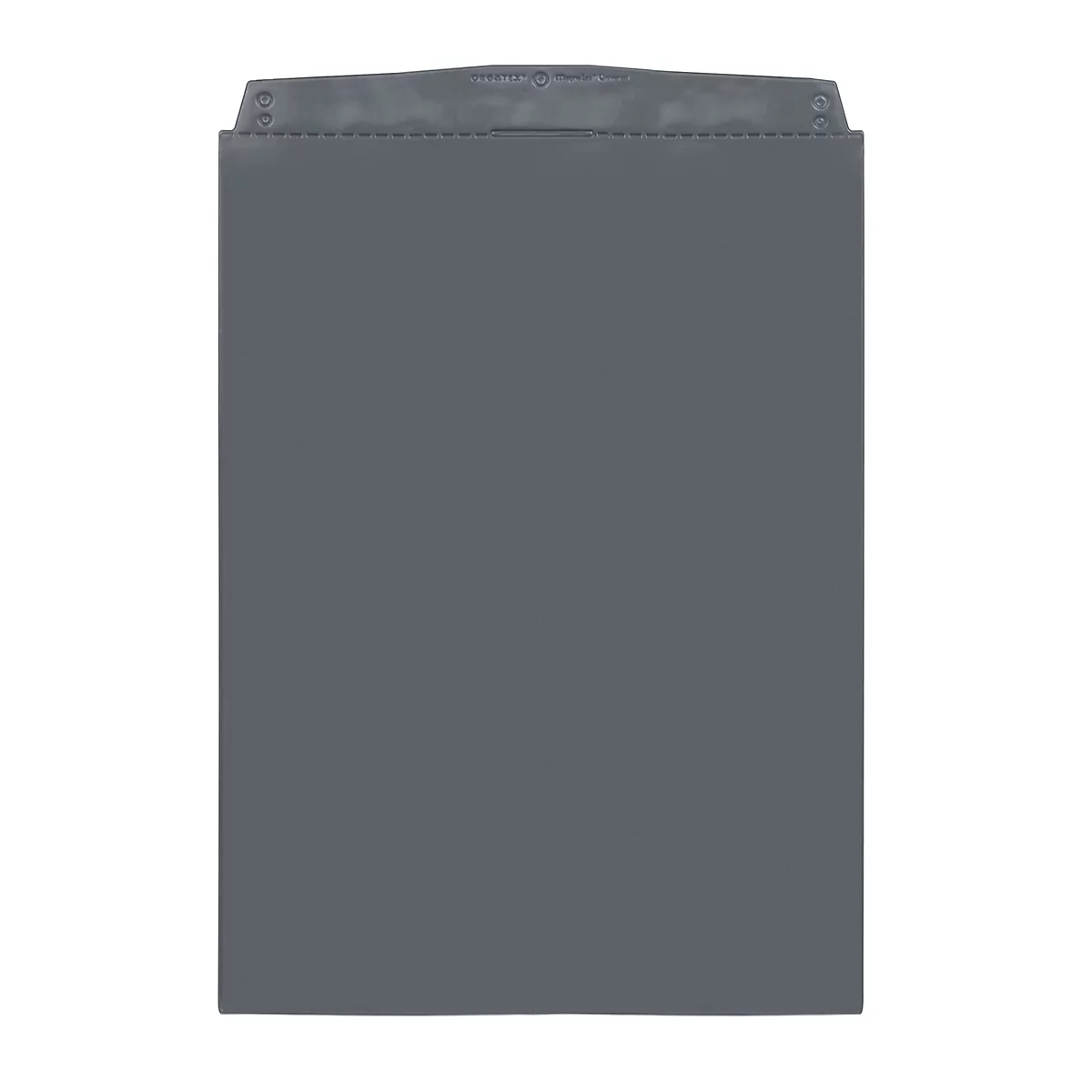 A grey paper baking bag. Above is a folded flap with visible seams and a triangular shape.