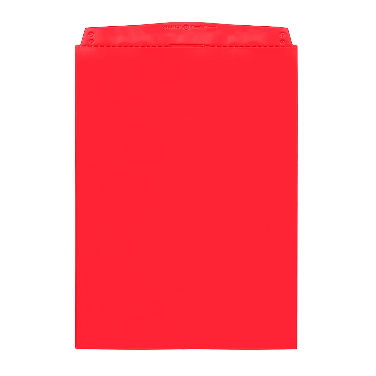 A red pouch with an envelope closure, against a white background.