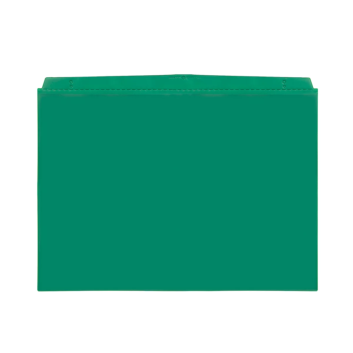 Green, rectangular bag with stitched top edge on a white background.