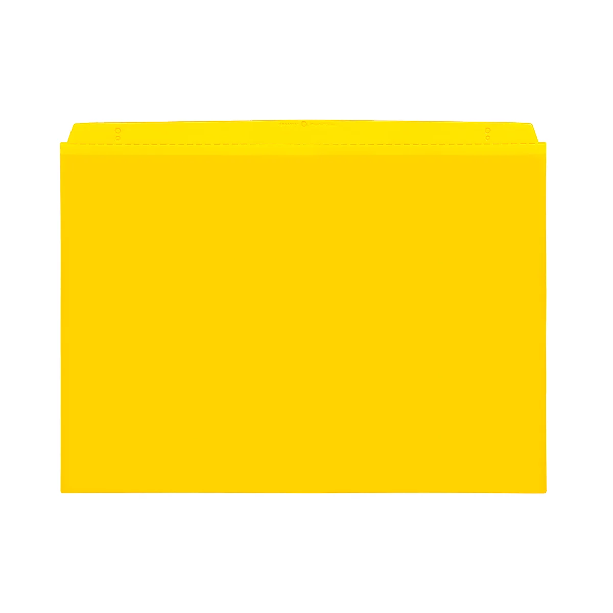 Yellow file folder on white background. Top edge with a curved recess.