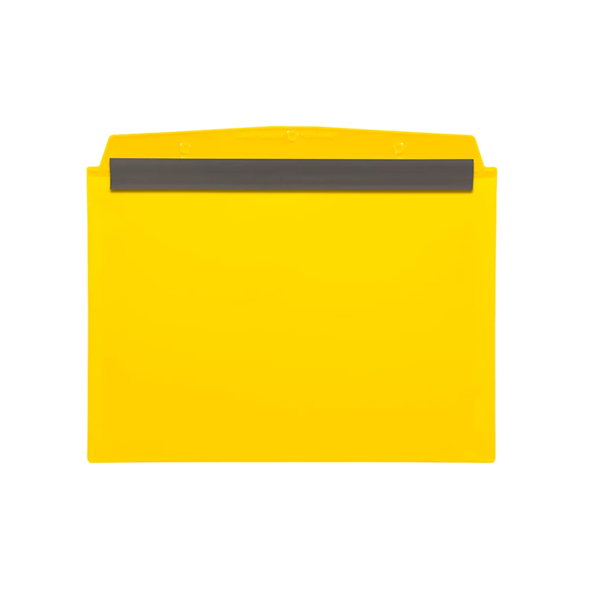 Yellow document folder with black closure. On a white background.