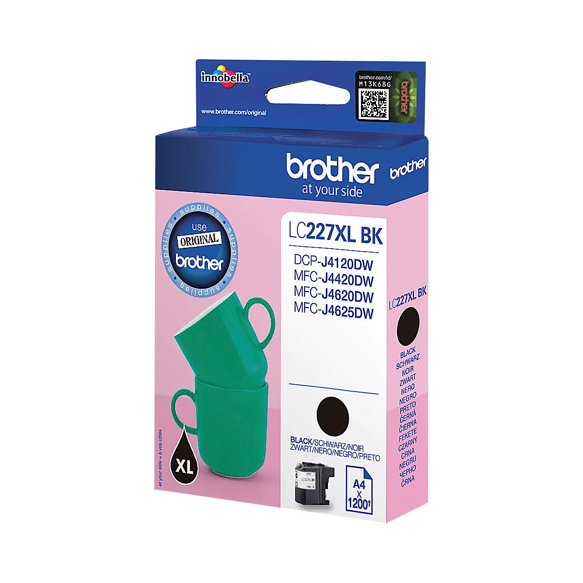Brother LC227XL BK ink cartridge. Printed: black, XL, for printers DCP-J4120DW, MFC-J4420DW, MFC-J4620DW, MFC-J4625DW.
