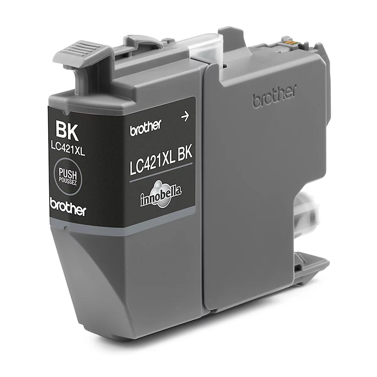 Black Brother LC421XL BK ink cartridge. Black label with LC421XL BK, below 'innobella'.