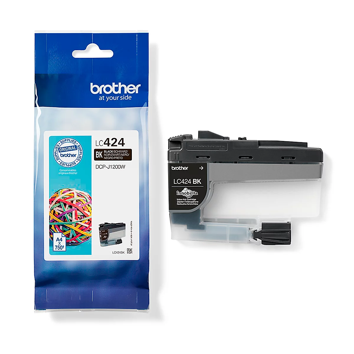 Original Brother Tintenpatrone LC-424BK, Einzelpack, schwarz